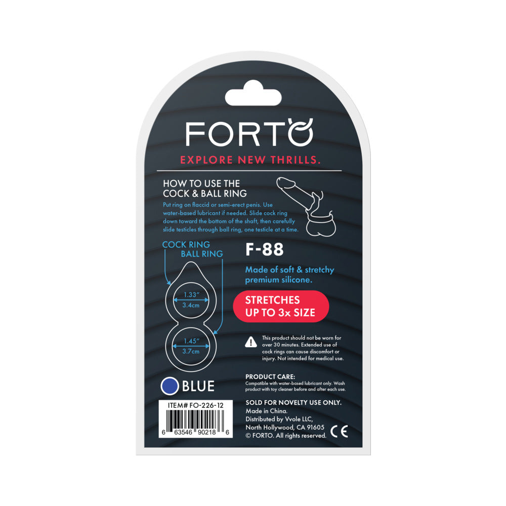 Forto F-88 Liquid Silicone Cock & Ball Ring Blue