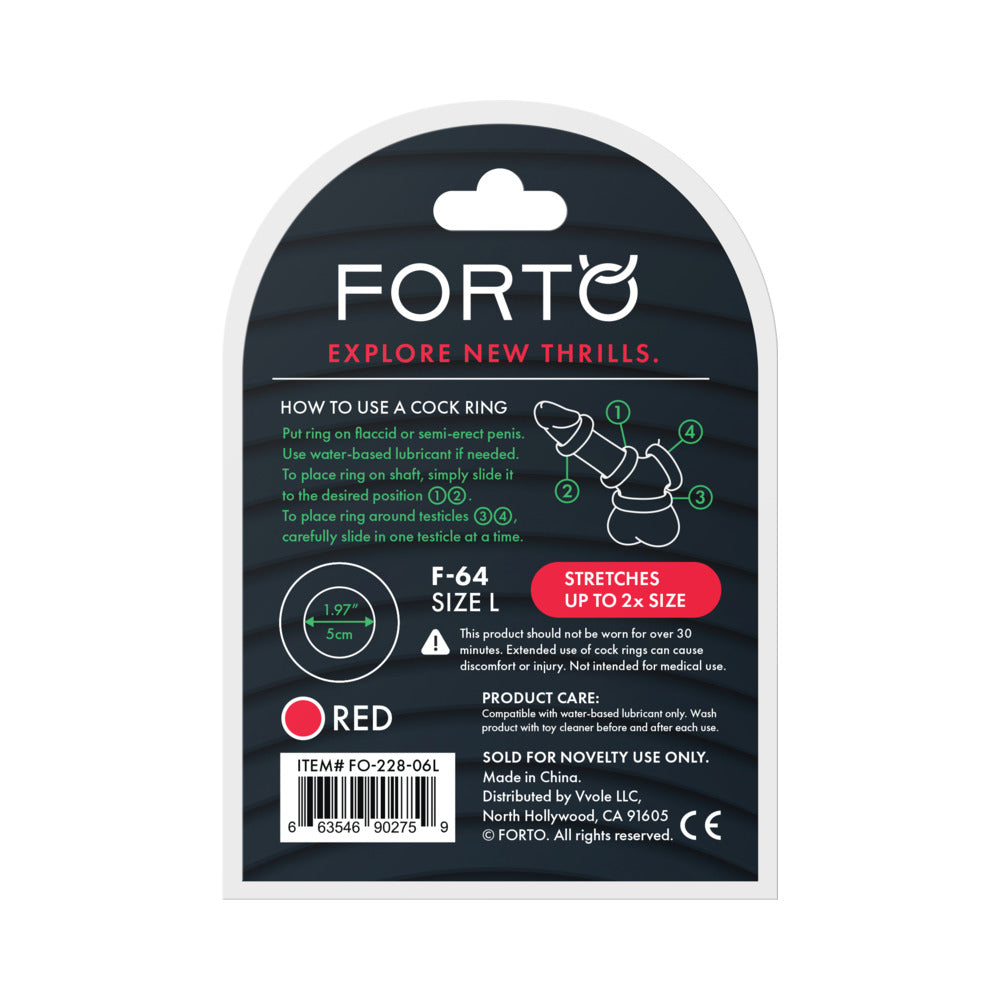 Forto F-64 Wide Liquid Silicone Cockring Large Red