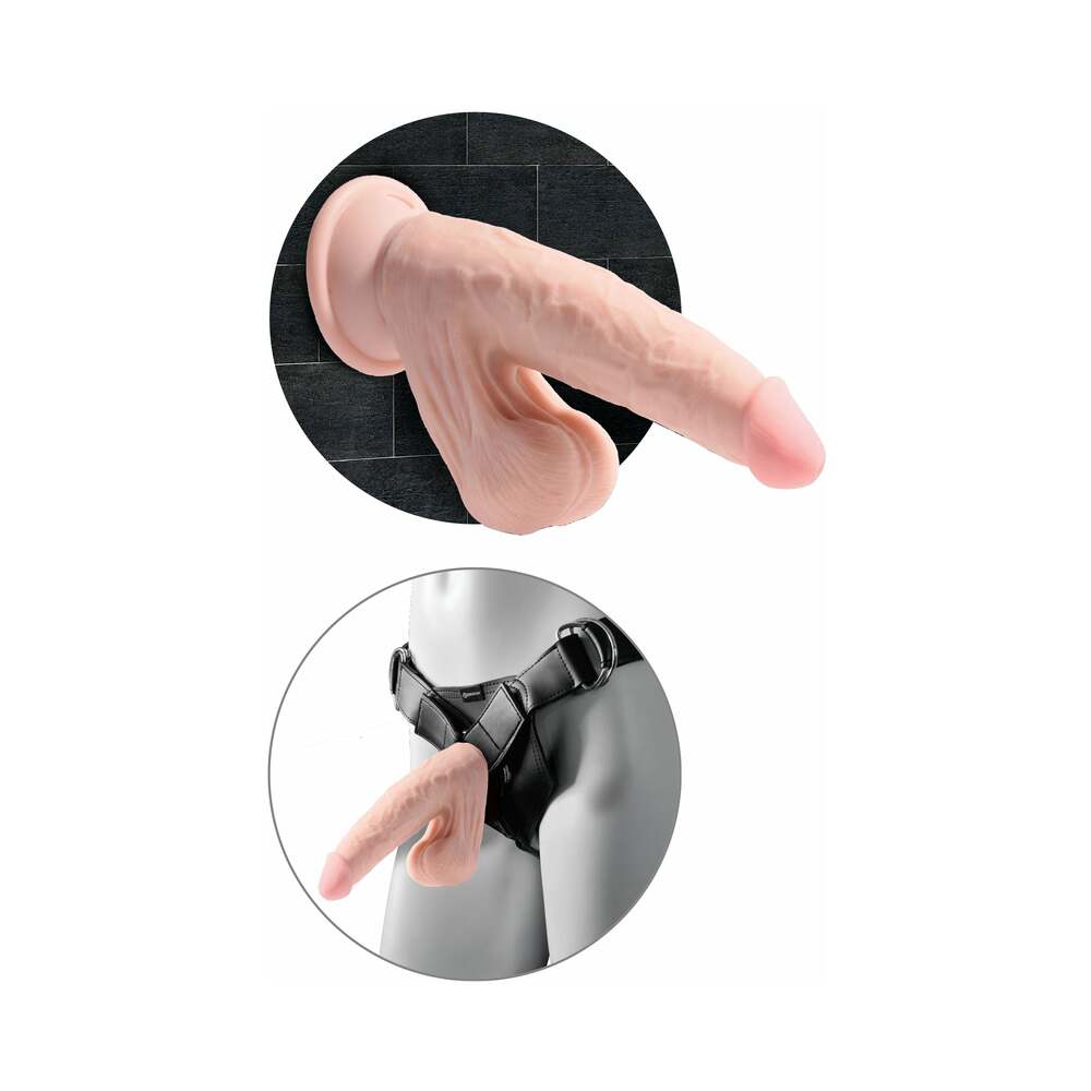 King Cock Plus 6 in. Triple-Density Cock With Swinging Balls Dildo Beige