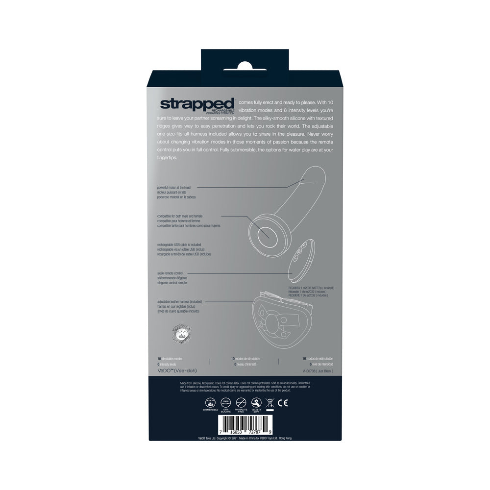 Vedo Strapped Rechargeable Strap-On Just Black