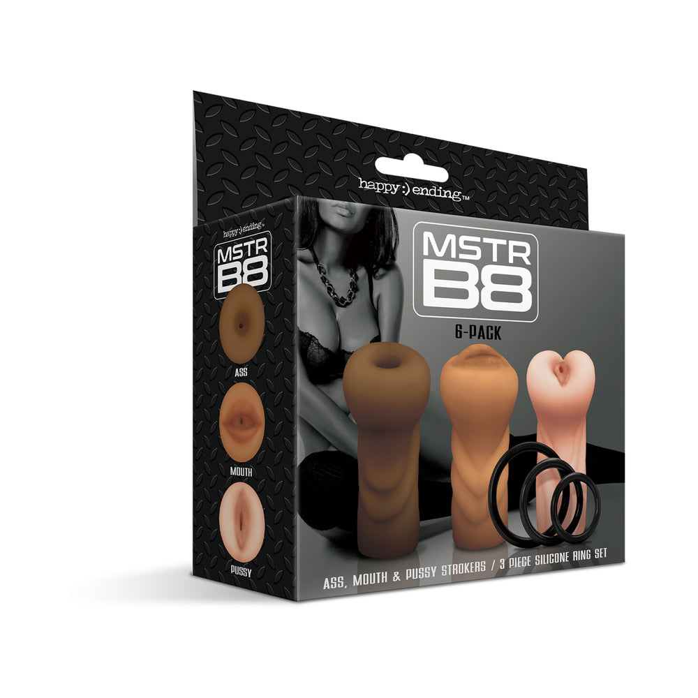 Happy Ending Mstr B8 Six Pack: Ass, Mouth, Pussy Stroker with 3 Rings