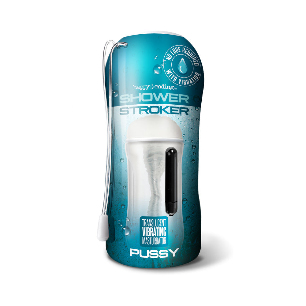 Happy Ending Self-Lubricating, Vibrating Shower Stroker - Pussy
