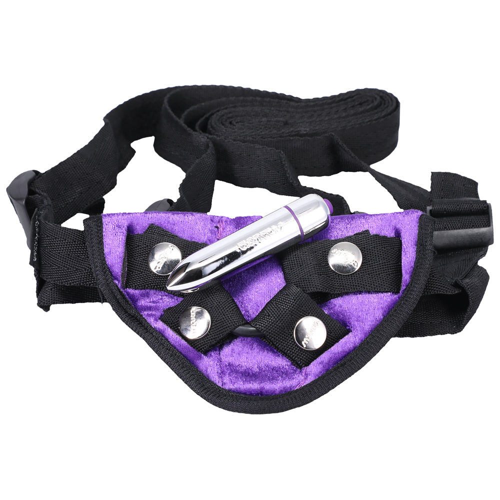 Tantus Velvet Vibrating Strap-On Harness Lilac