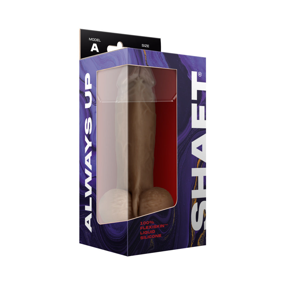 Shaft Model A: 8.5 in. Dual Density Silicone Dildo with Balls Oak