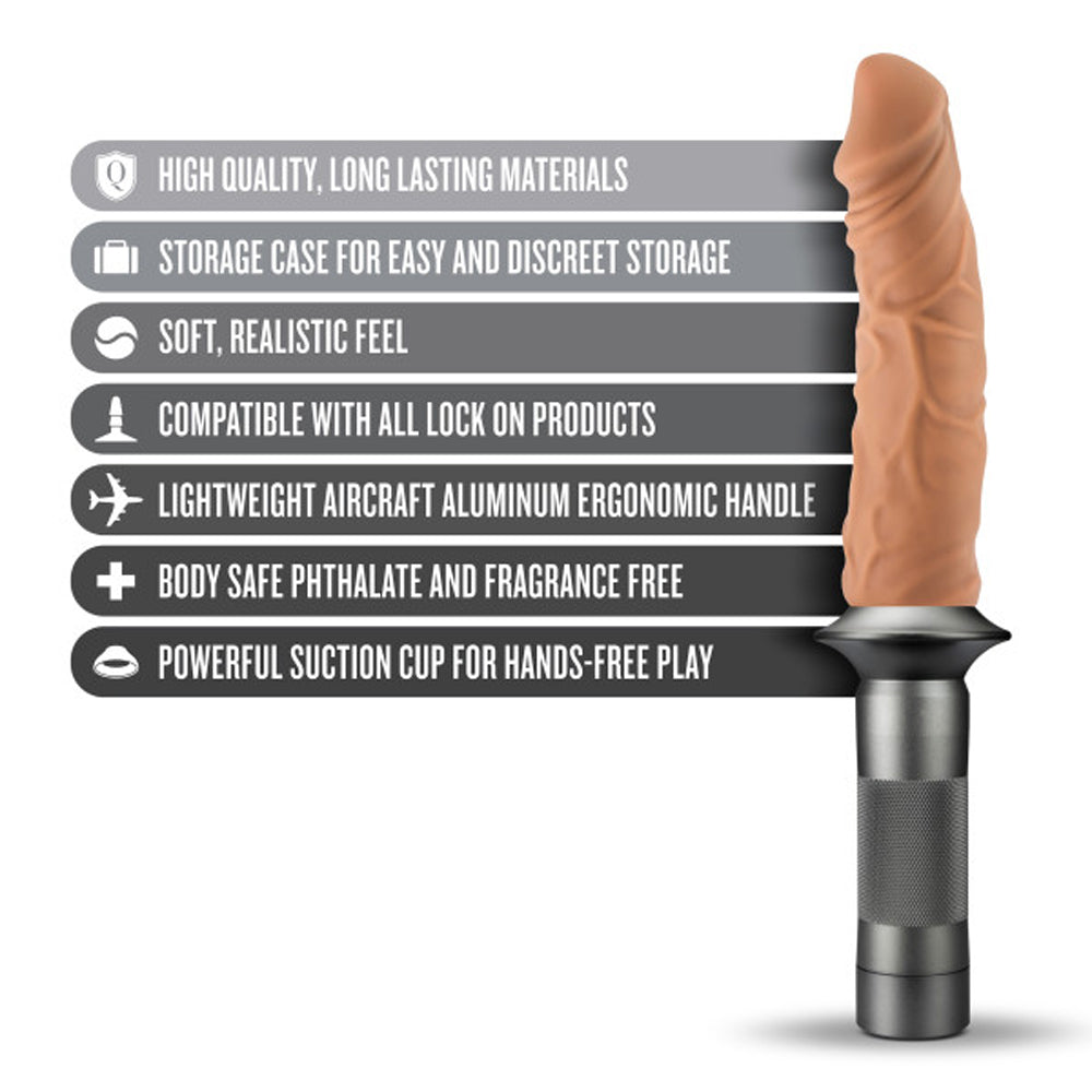 Lock On Karbonite Dildo With Handle Mocha