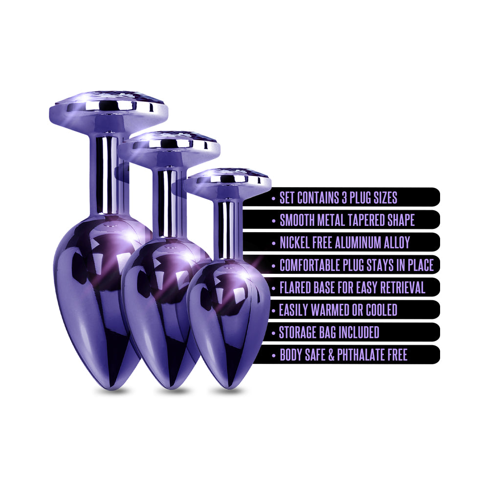 Nixie Metal Butt Plug Trainer Set 3-Piece Purple Metallic