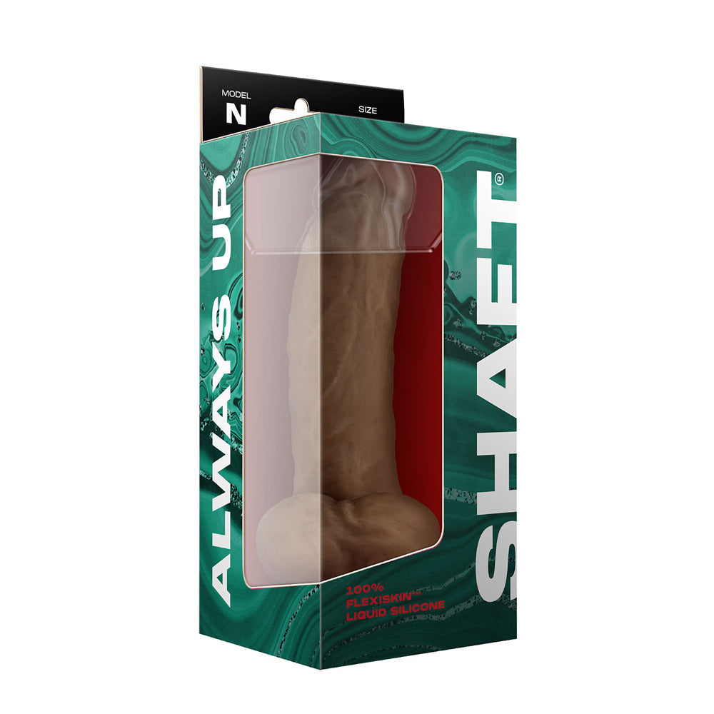 Shaft Model N: 9.5 in. Dual Density Silicone Dildo with Balls Oak