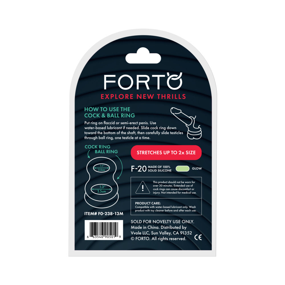 Forto F-20 Liquid Silicone Cockring & Ball Stretcher Medium Glow
