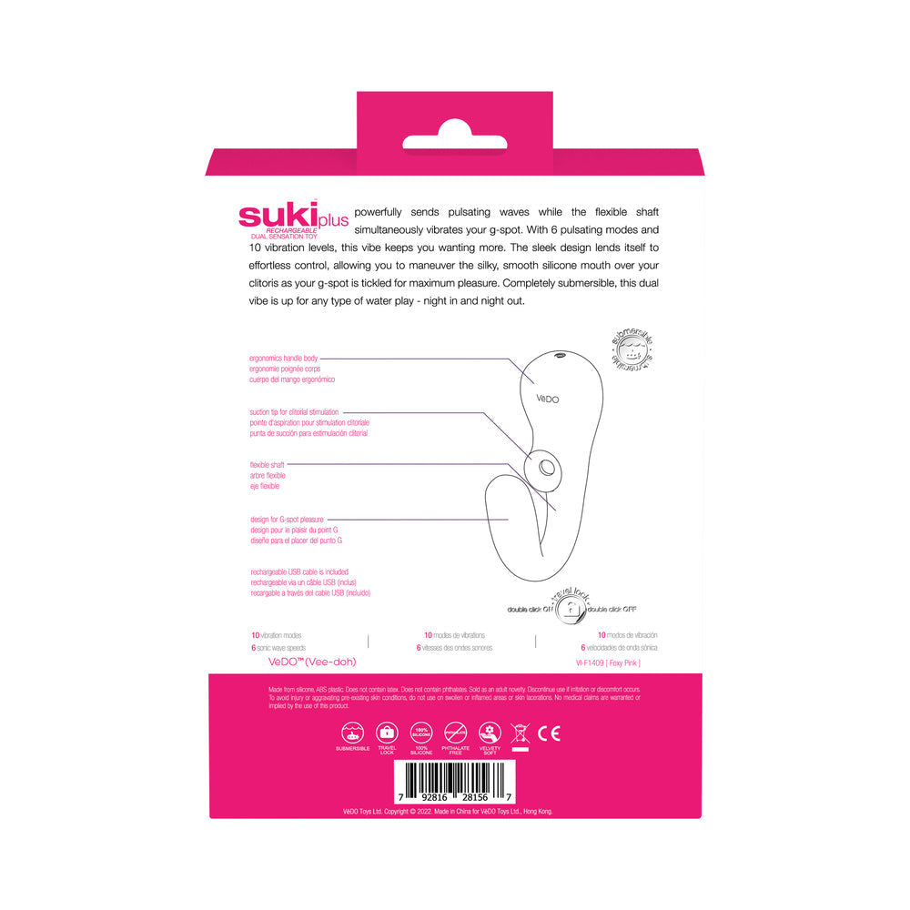 VeDO Suki Plus Rechargeable Dual Sonic Vibe Foxy Pink
