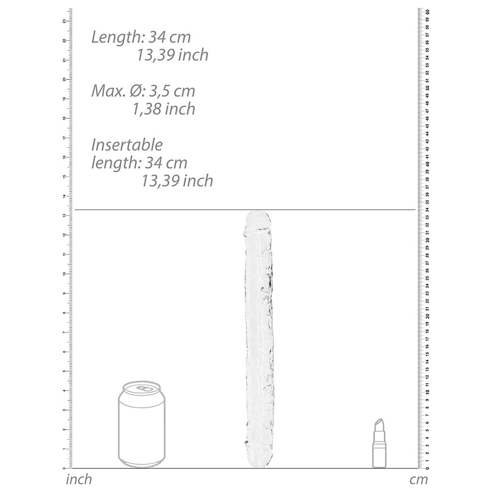 RealRock Crystal Clear Double Dong 13 in. Dual-Ended Dildo Clear