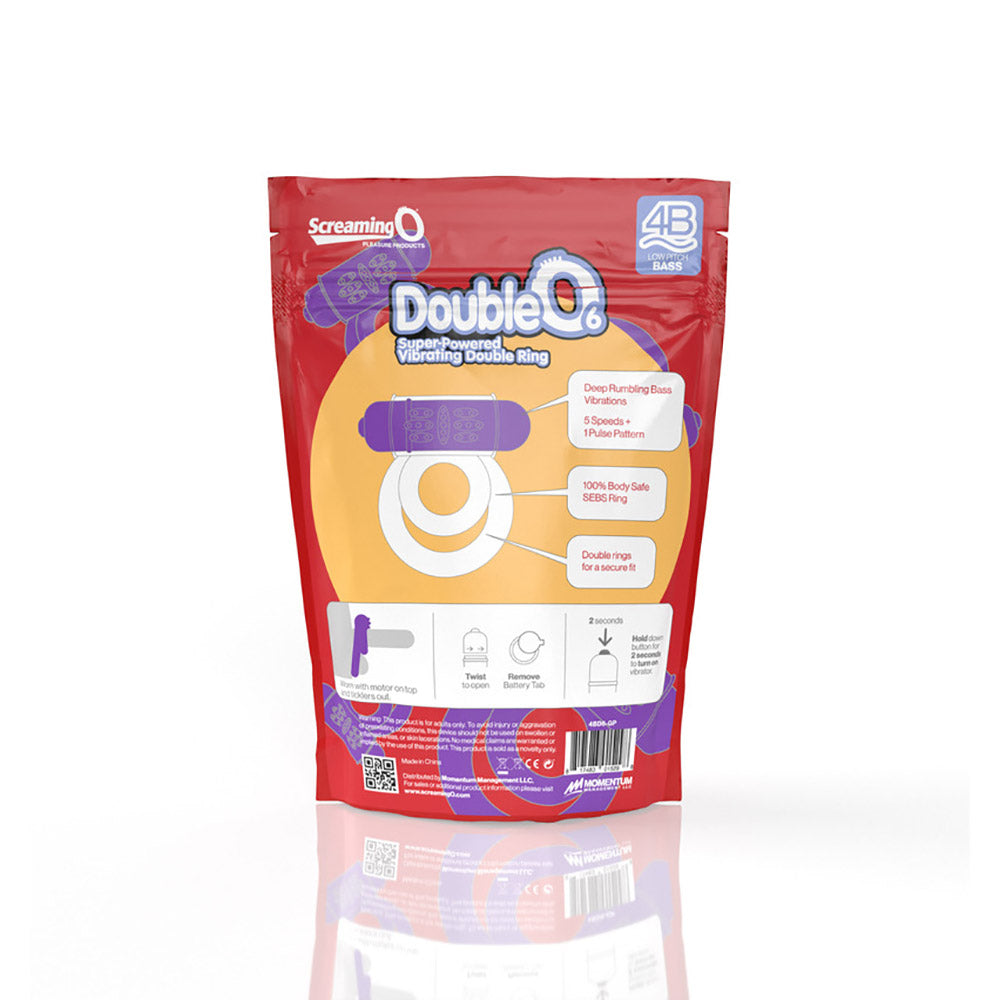 Screaming O 4B DoubleO 6 Vibrating Double Cockring Grape