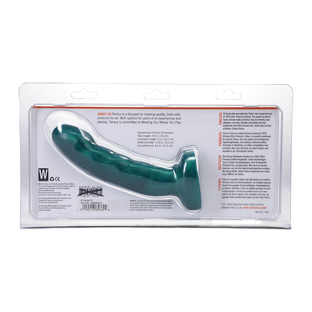 Tantus Acute 5.5 in. Curved Dildo Medium-Firm Emerald