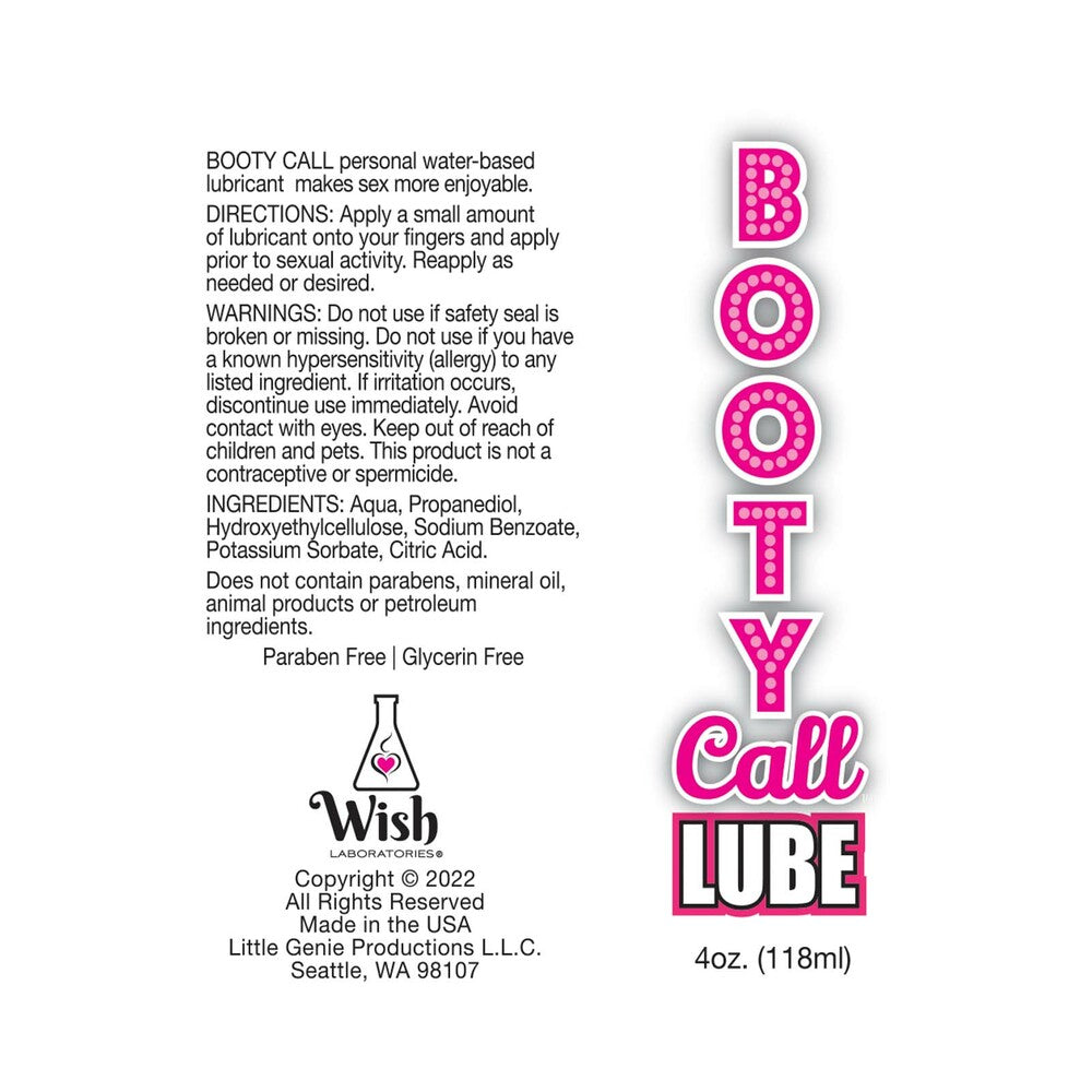 Booty Call Water-Based Lubricant 4 oz.