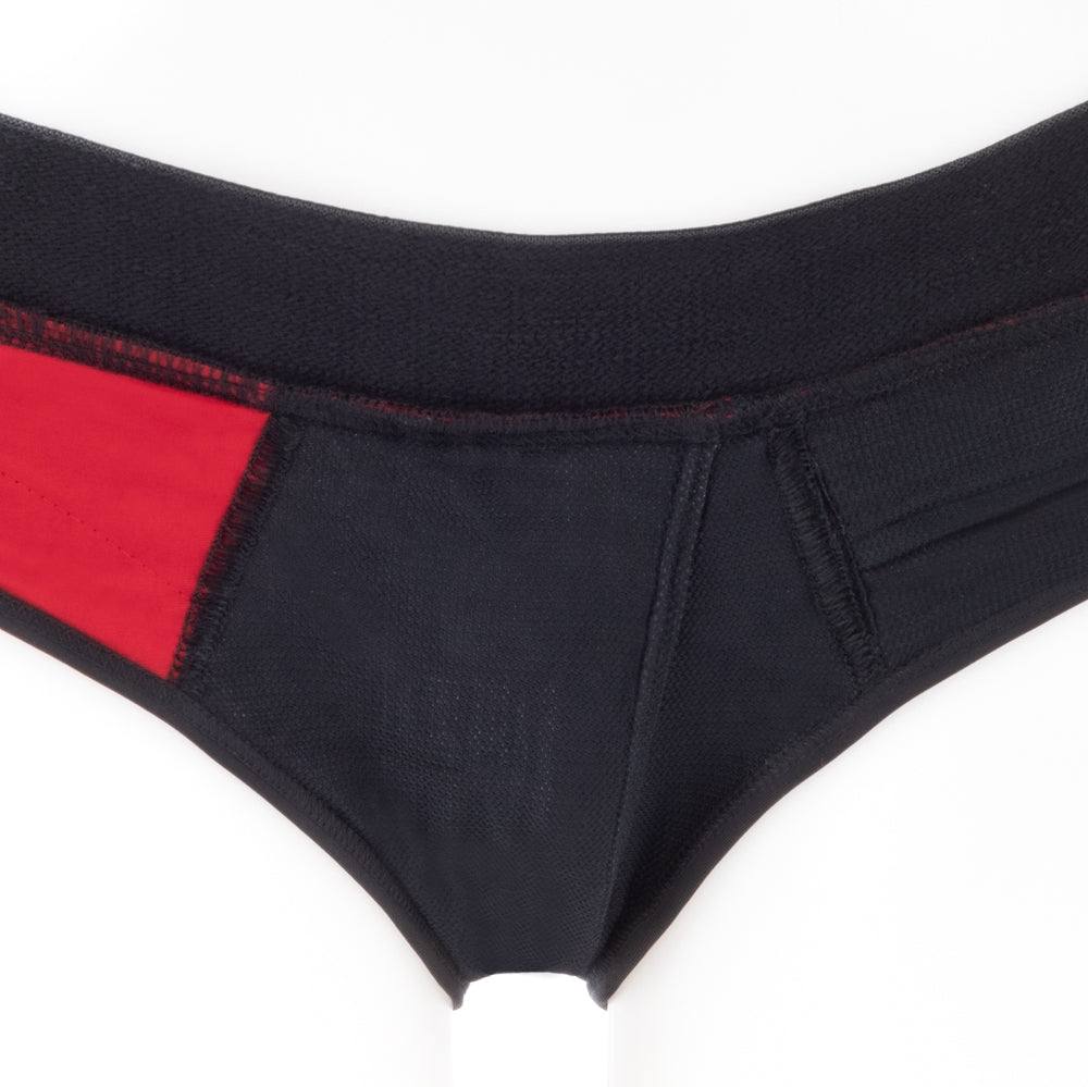 SpareParts Tomboi Cover Brief Style Underwear Harness Nylon Red/Black 4XL