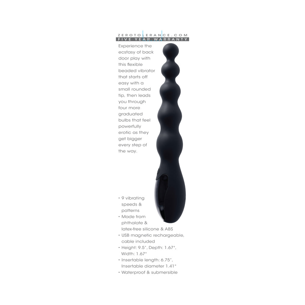 Zero Tolerance Backdoor Baton Rechargeable Anal Vibrator Silicone Black