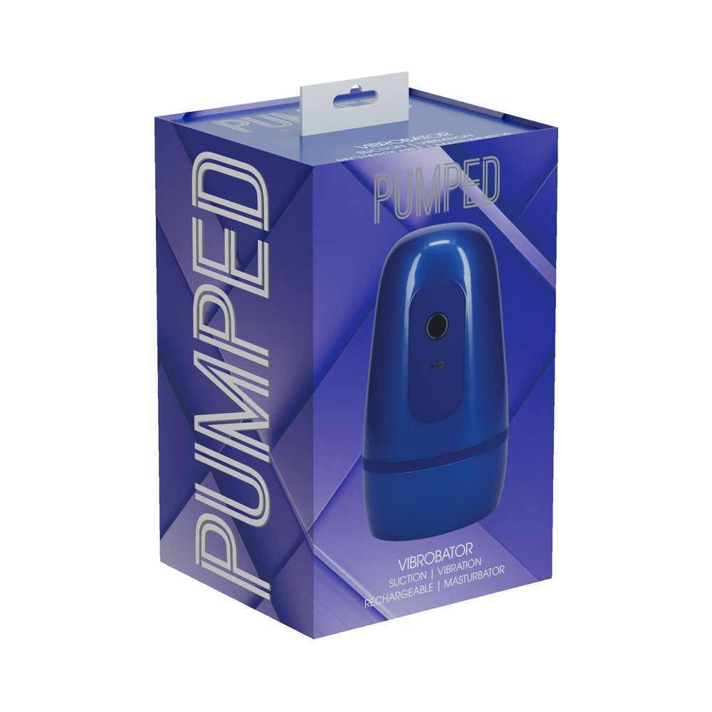 PUMPED Vibrobator Masturbator Negative Pressure Suction Vibration Metallic Blue