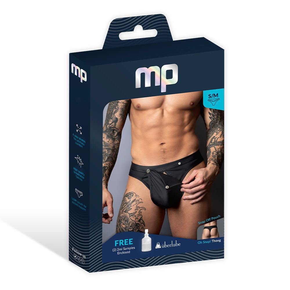 Male Power Oh Snap! Snap off Thong Black S/M