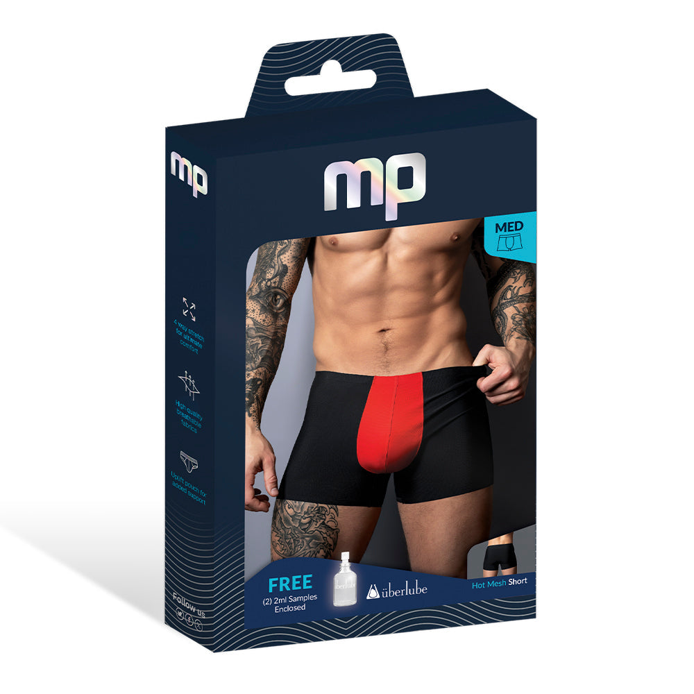 Male Power Hot Mesh Pouch Short Black/Red M