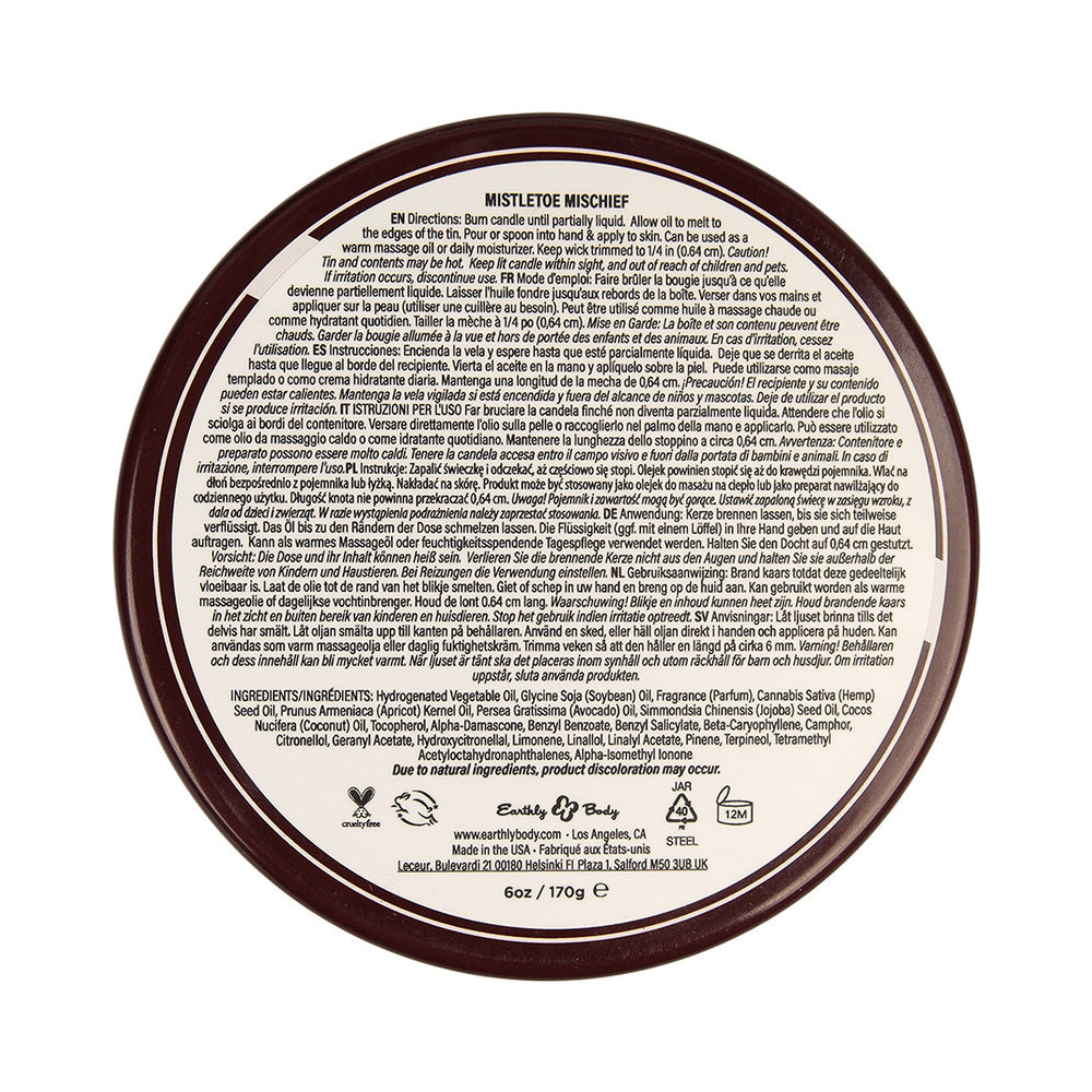 Earthly Body Hemp Seed 3-in-1 Massage Candle Mistletoe Mischief 6 oz.