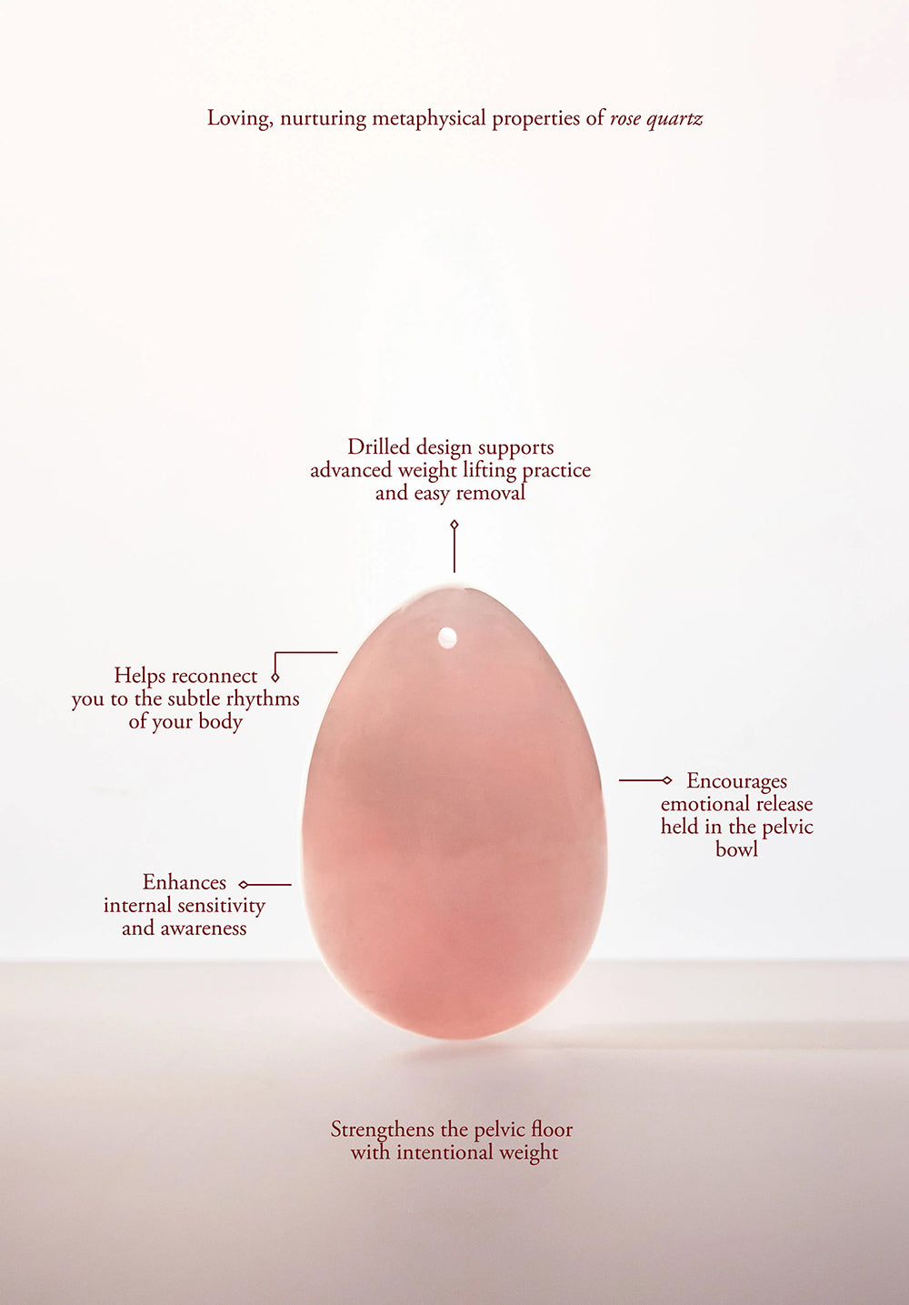 Chakrubs Heart Yoni Egg Rose Quartz (drilled)