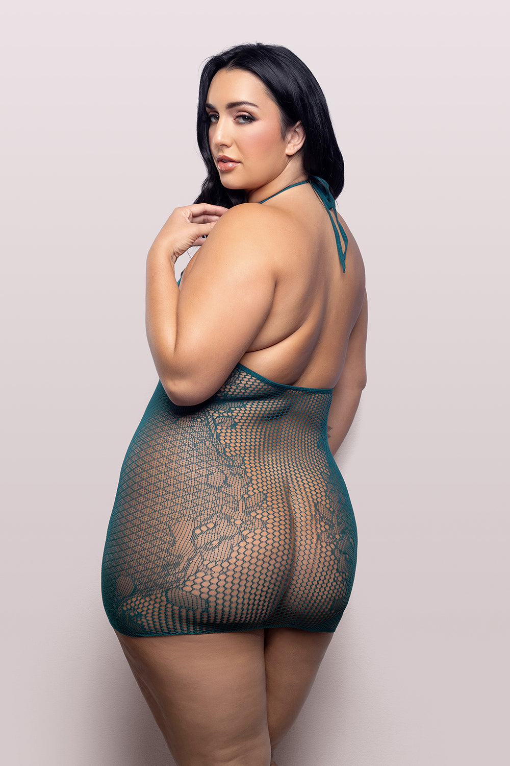 Fantasy Lingerie Vixen Masterpiece Halter Tie Dress Dark Teal Queen Size