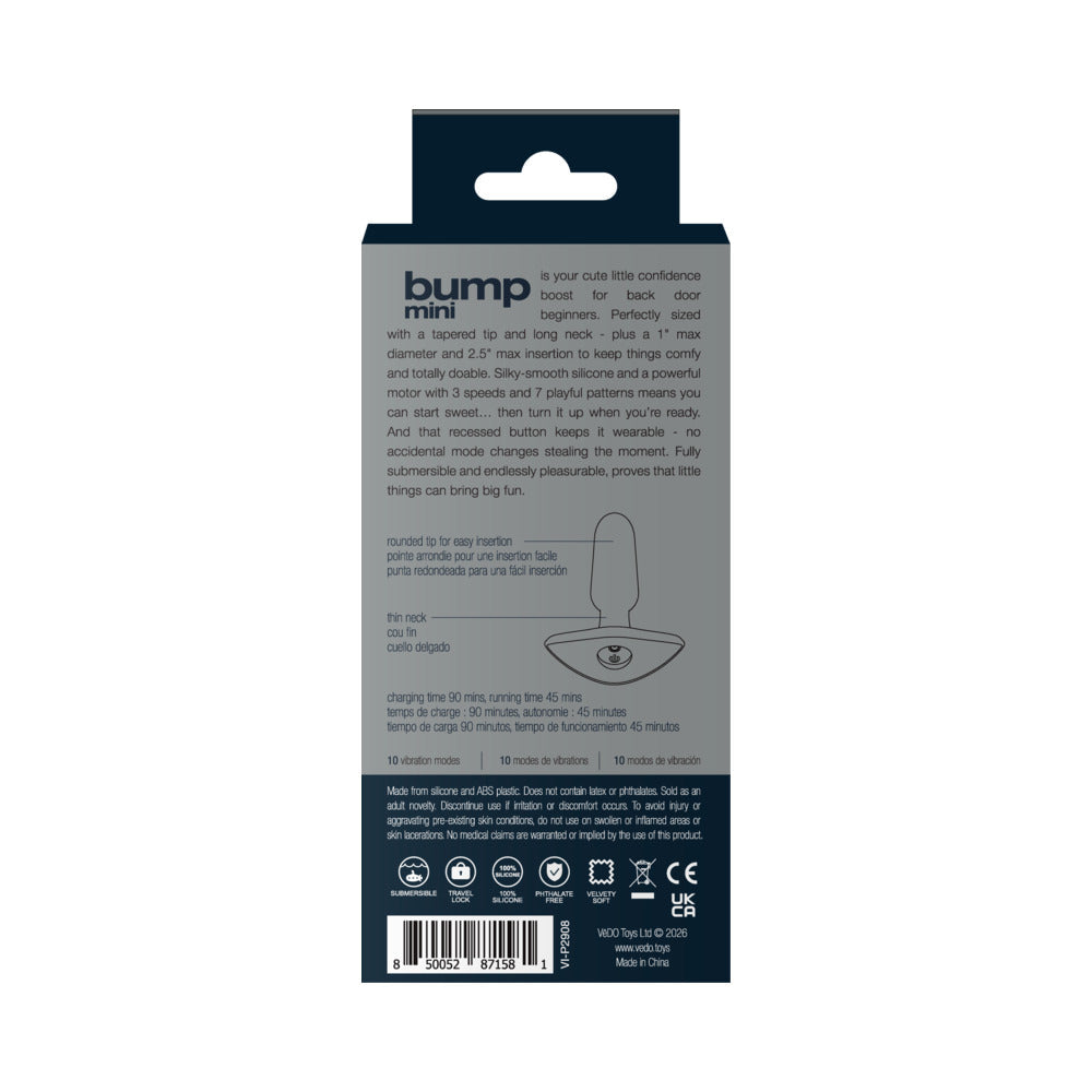 VeDO Bump Mini Rechargeable Anal Plug Black