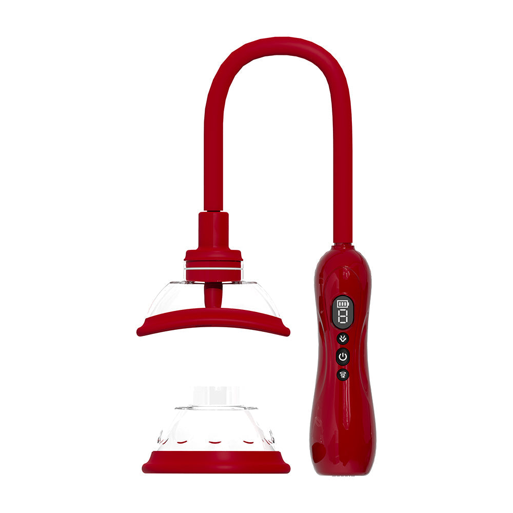 PUMPED Automatic Rechargeable Vulva & Breast Pump with Tongue Stimulator Red
