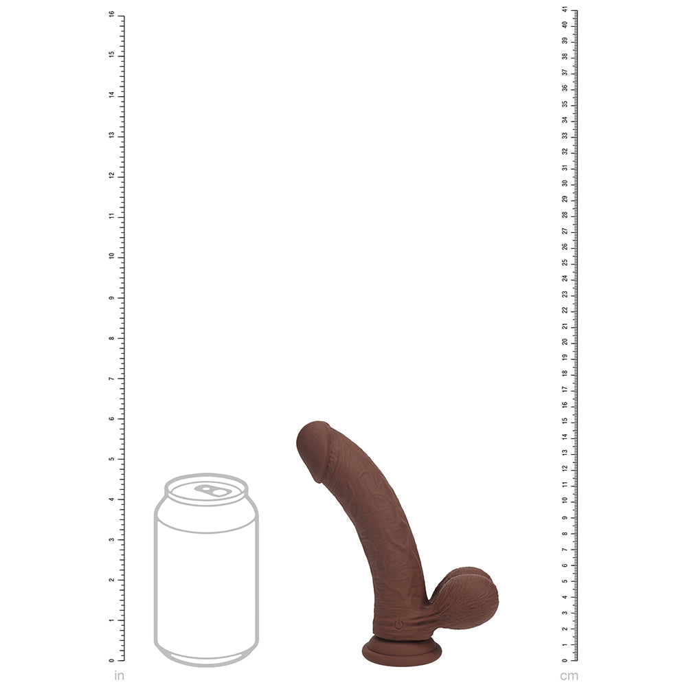 Realrock Realistic Dual Density Vibrating Silicone Dildo with Weighted Balls 6 in. Brown