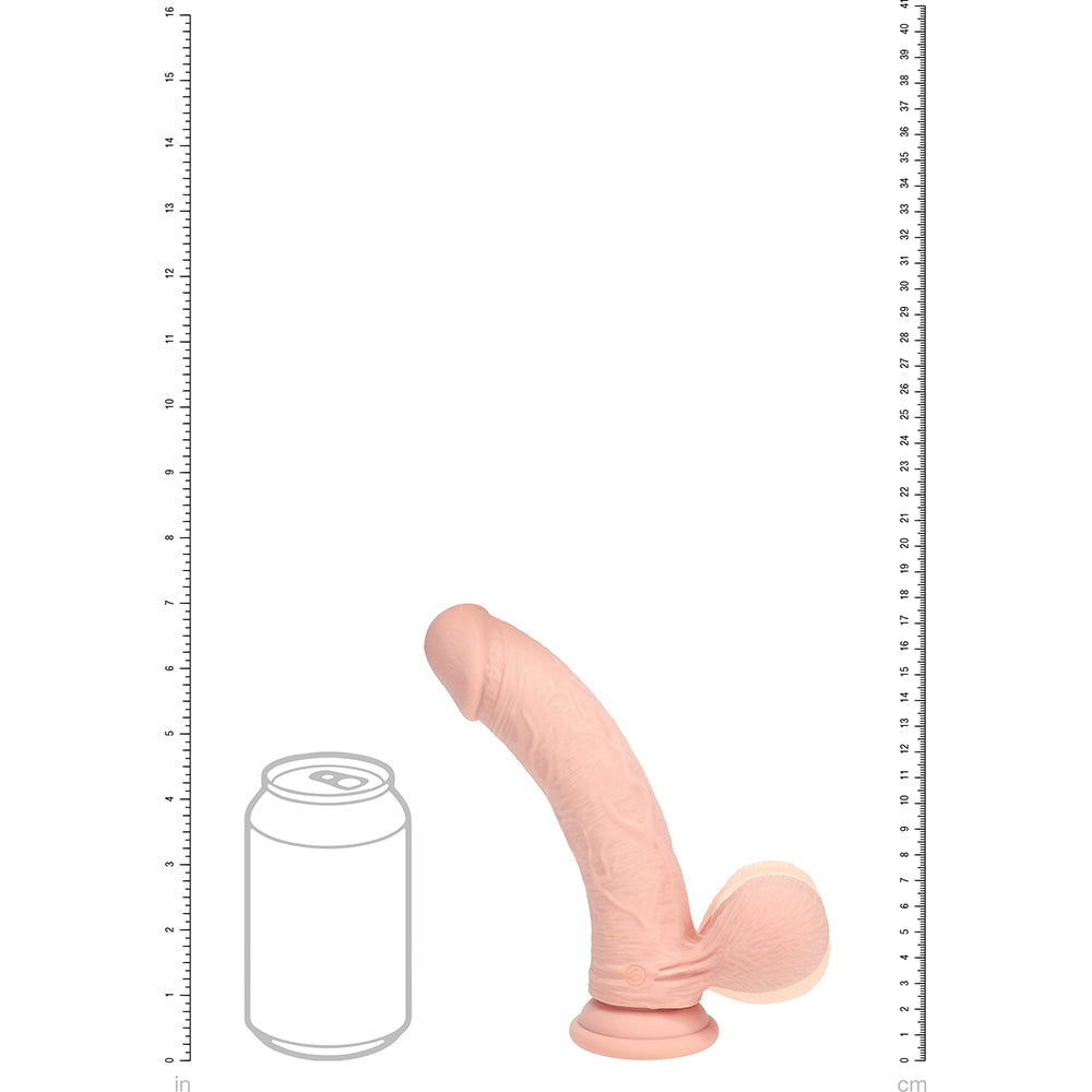 Realrock Realistic Dual Density Vibrating Silicone Dildo with Weighted Balls 7 in. Beige