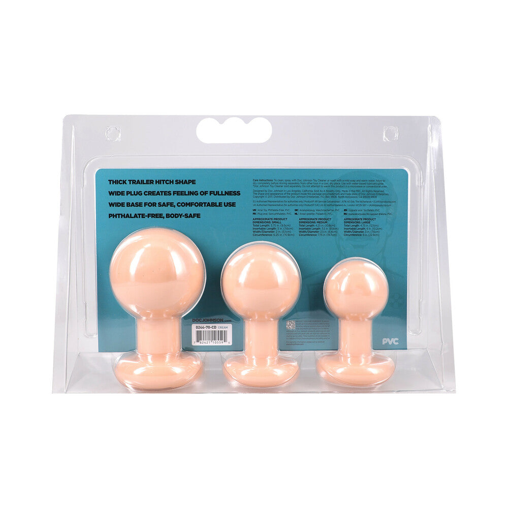 The Classic Round Butt Plug Cream 3-Piece Set