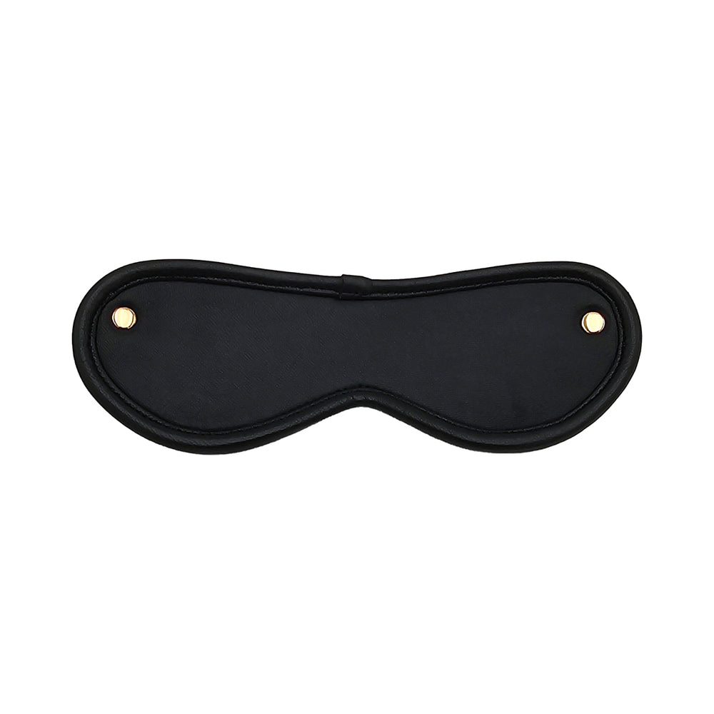 Rouge Leather Blindfold Black with Gold Accessories