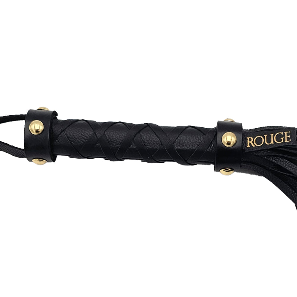 Rouge Leather Flogger Black with Gold Accessories