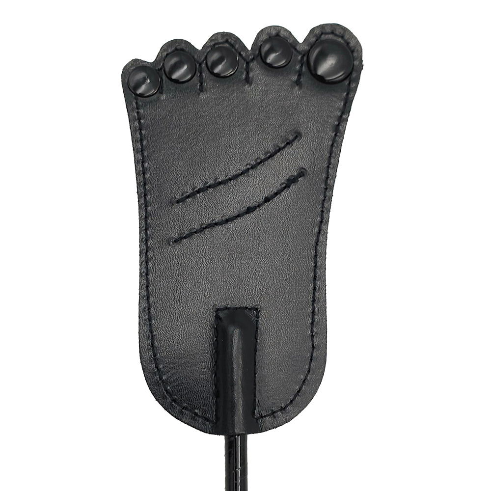 Rouge Leather Foot Riding Crop Black