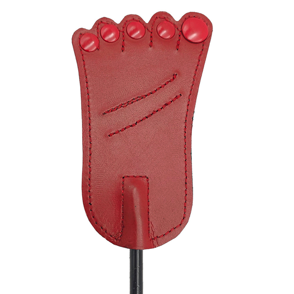 Rouge Leather Foot Riding Crop Red