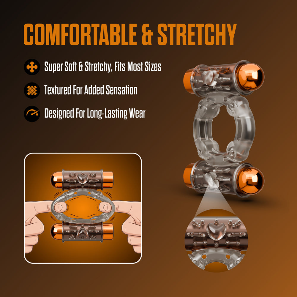 Stay Hard Vibrating Cock Ring Set with Sleeve and 2 Bullets