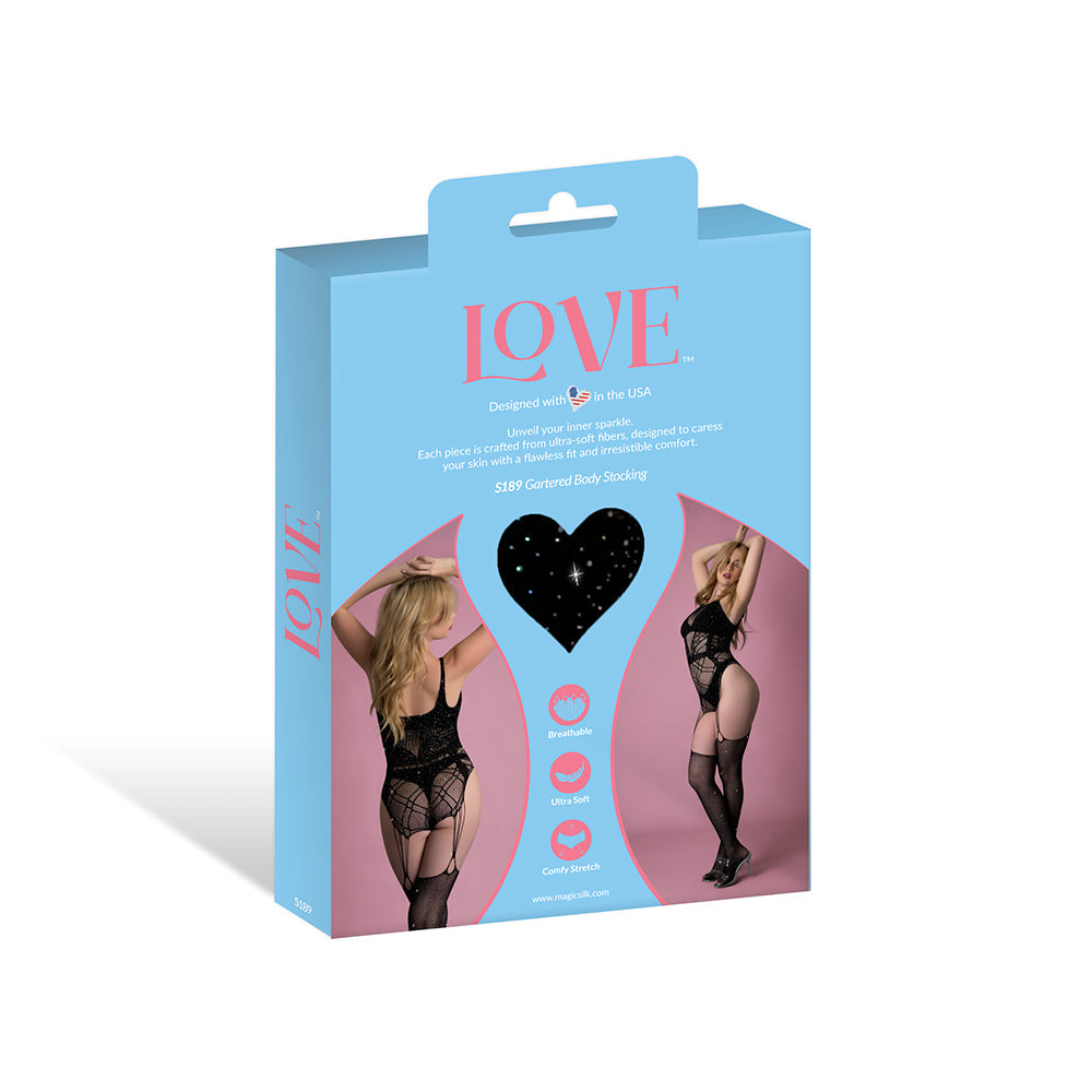 Magic Silk Seamless Gartered Bodystocking Black O/S
