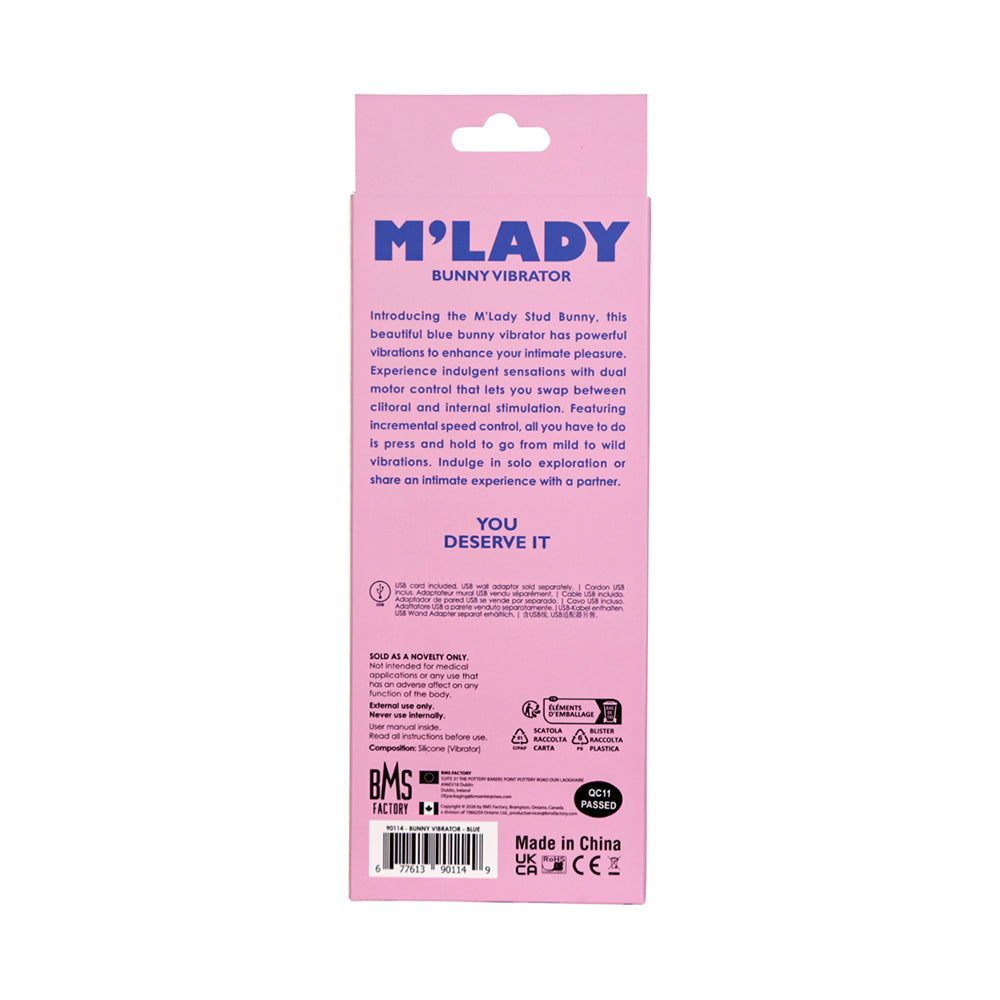 M''Lady Bunny Vibrator 6 in. Blue