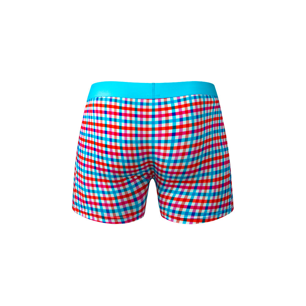 Male Power So Cumfy Gingham Boxer Brief Turquoise M