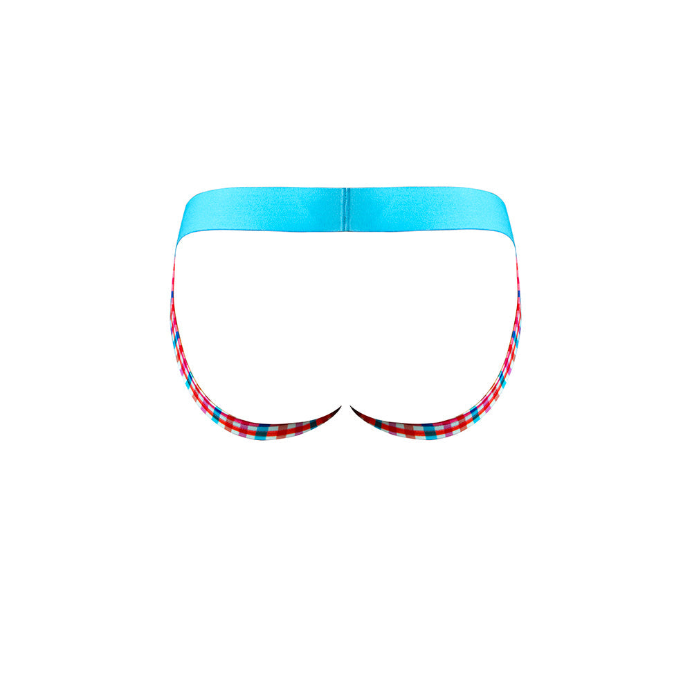 Male Power So Cumfy Gingham Jock Turquoise L/XL