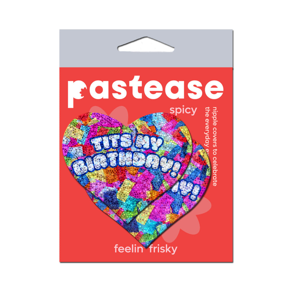 Pastease Tits My Birthday! Heart Breast Pasties with Confetti