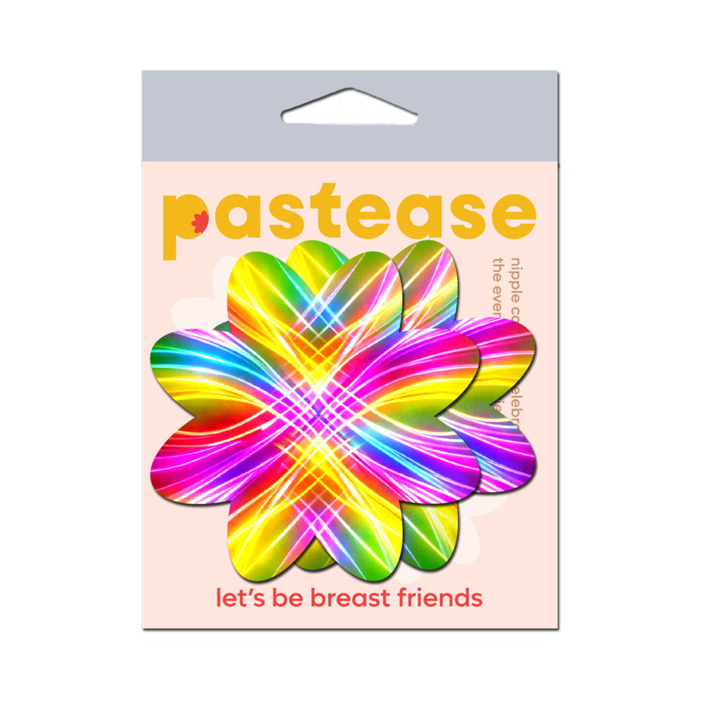 Pastease Electric Rainbow Fractal Laser Petal Breast Pasties