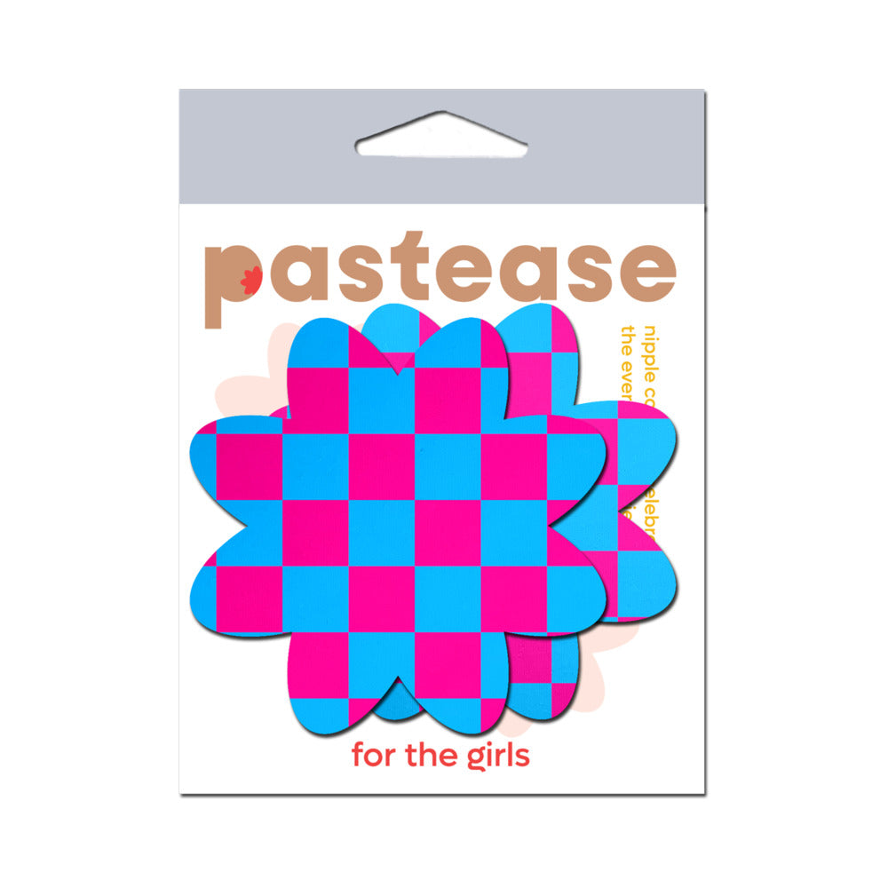 Pastease Neon Checkered Pink & Blue Petal Breast Pasties