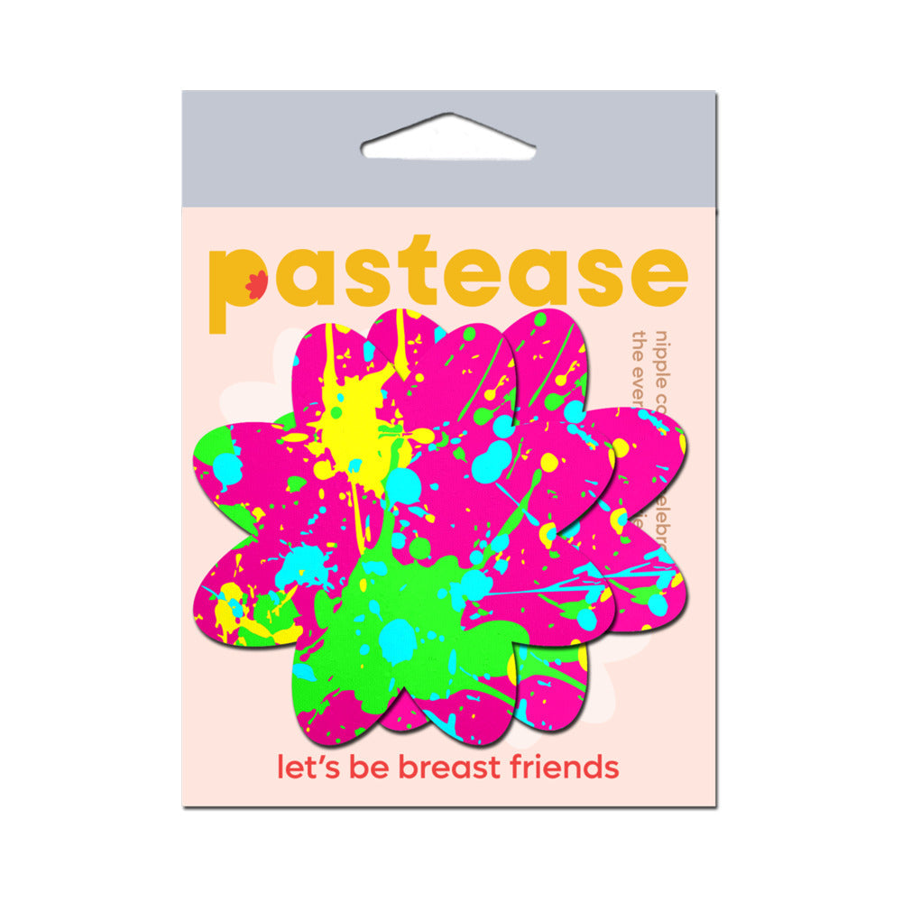 Pastease Neon Pink Graffiti Paint Splatter Petal Breast Pasties