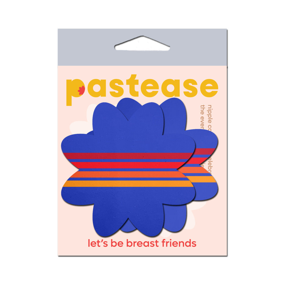 Pastease Vibrant Retro Stripes on Blue Petal Breast Pasties