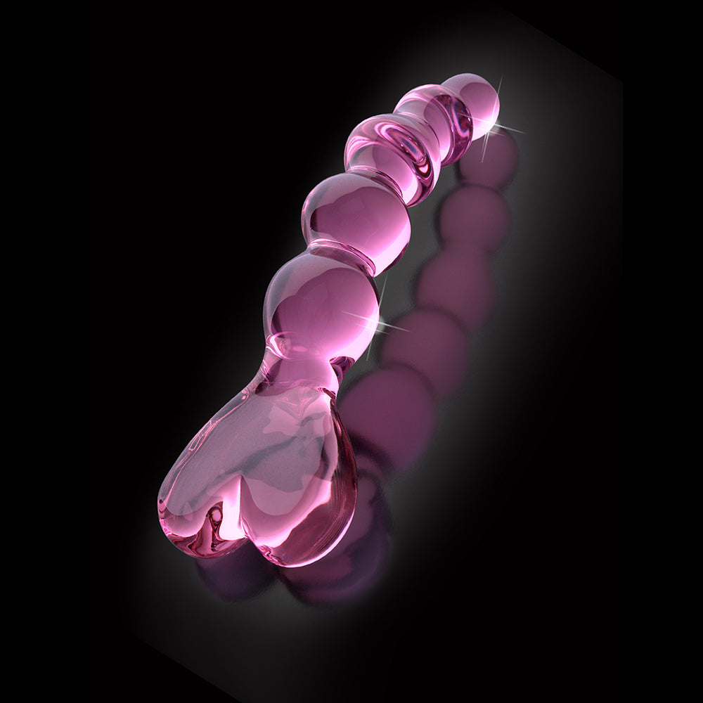 Icicles No. 43 Glass Massager with Heart-Shaped Handle Pink