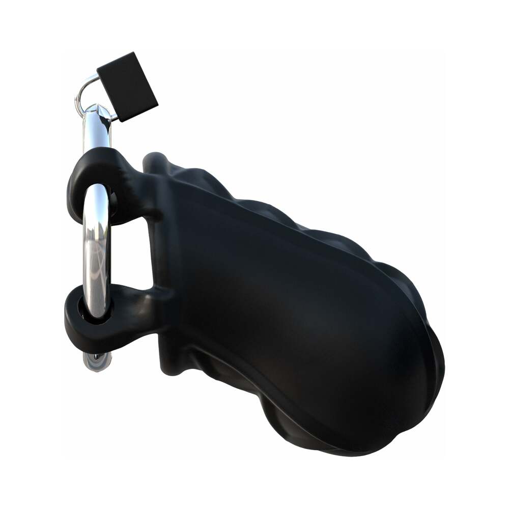Fantasy C-Ringz Extreme Silicone Cock Blocker Locking Chastity Cage Black