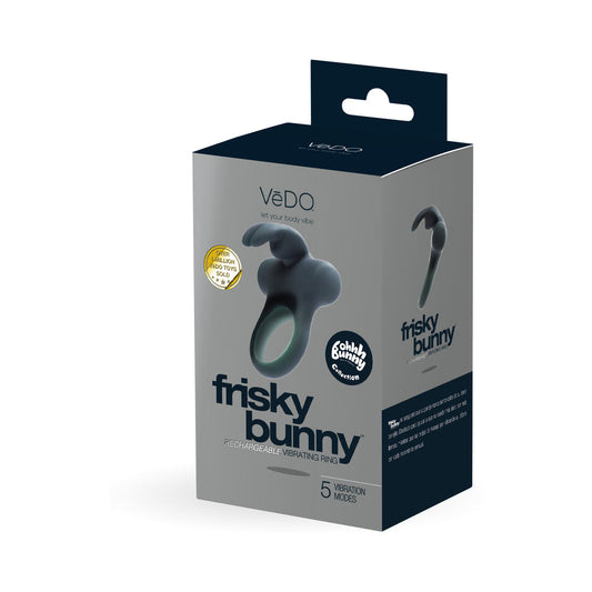 VeDO Frisky Bunny Rechargeable Vibrating Ring - Black Pearl - product photo