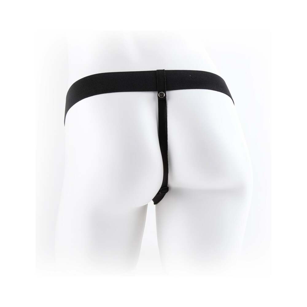 Fetish Fantasy Series 7 in. Vibrating Hollow Strap-On with Balls Beige/Black