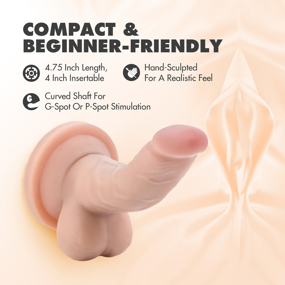 Dr. Skin Mini Cock Realistic 4 in. Dildo with Balls Beige
