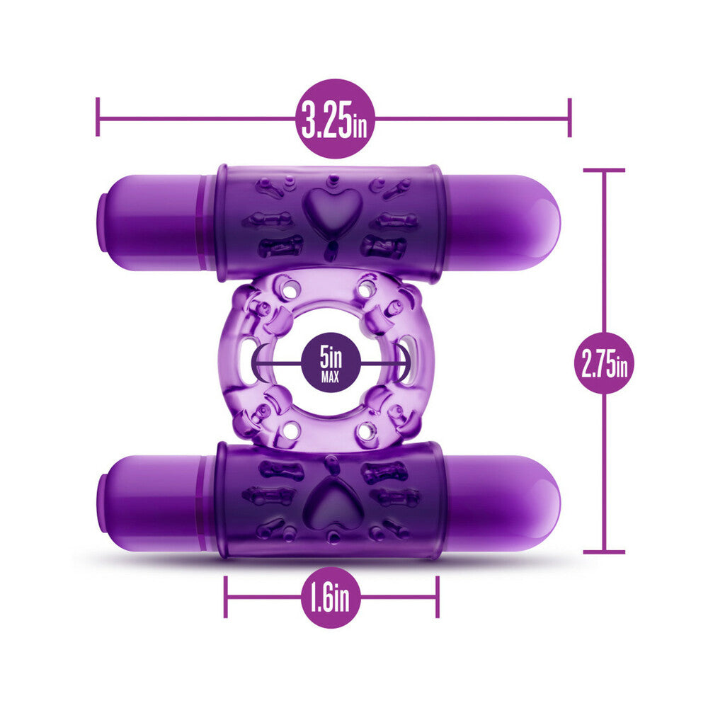 Play with Me Double Play Dual Vibrating Cockring Purple